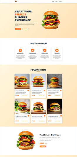 Screenshot of the Burger.fy Landing Page