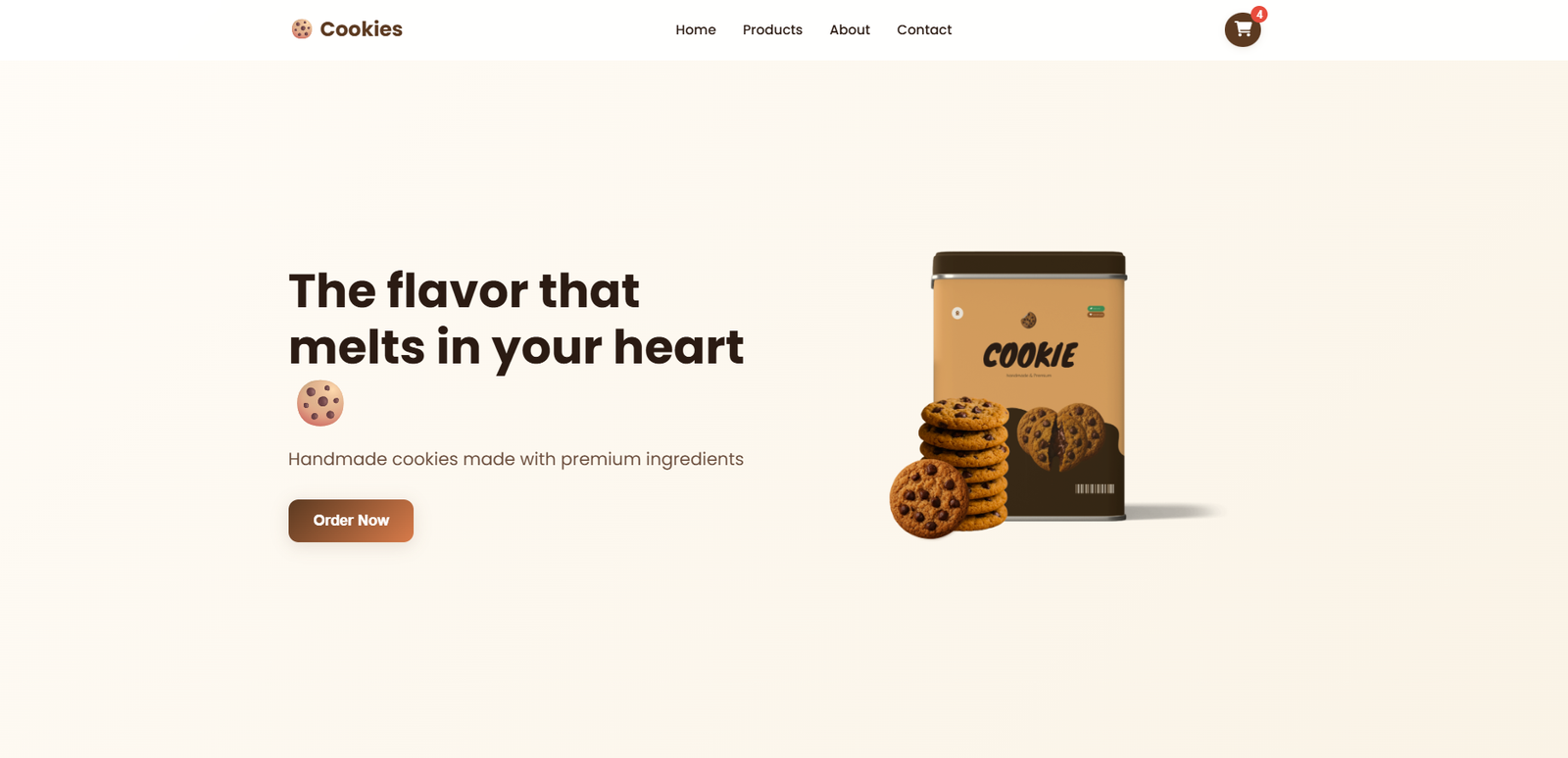 Screenshot of the Cookies Landing Page